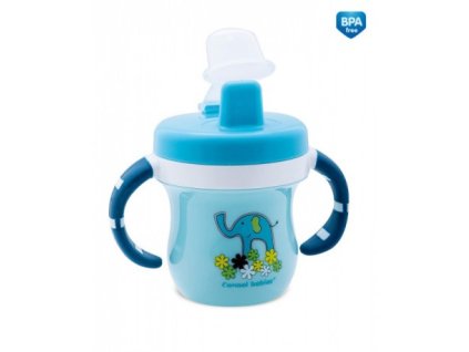 Canpol Babies Hrníček s krytem na pítko Colouful Animals modrý