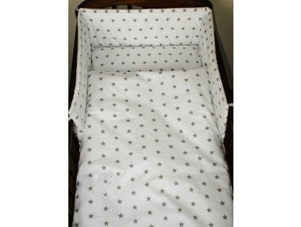 Povlečení do postýlky Hvězdičky šedé na bílém 135x100