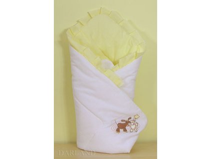 Zavinovačka s výšivkou medvídka a oslíka krémová