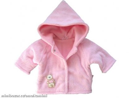 Hřejivý chlupatý kabátek s kapucí růžový vel.56-62