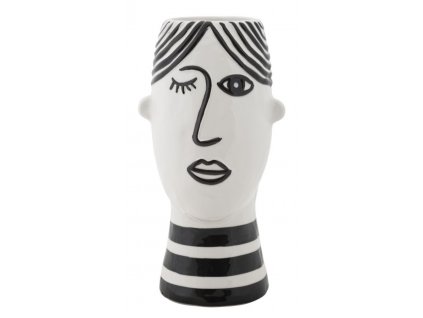 Porcelánová váza Mauro Ferretti Face III, 13,2x11,8x26,3 cm, černá/bílá