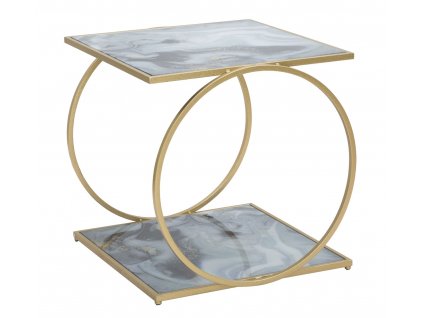 Odkládací stolek Mauro Ferretti Alar O, 52,5x50x51 cm, zlatá/vícebarevná