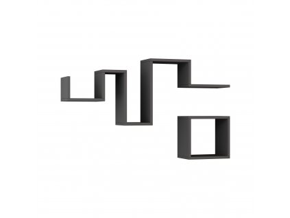 Set 2 antracitových melaminových nástěnných polic Snake