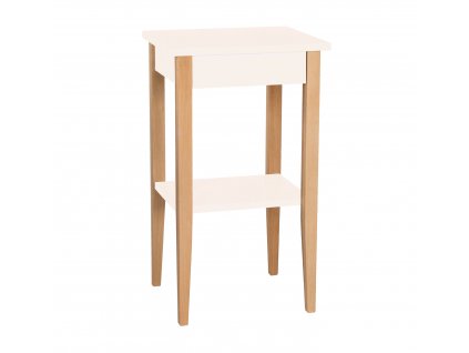 Noční stolek Taloumne, 40x35x70 cm, křídově bílá/přírodní
