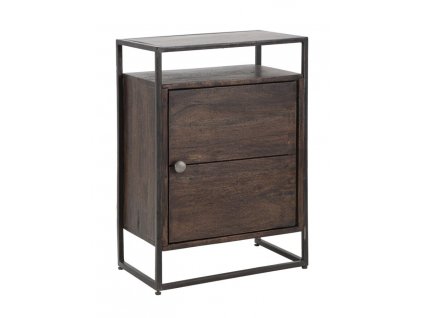 Tmavě hnědý noční stolek z akáciového dřeva Mauro Ferretti Hypotes, 45x30x66 cm