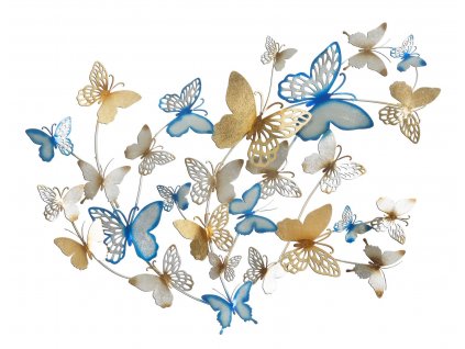 Nástěnný panel Gold and Celeste Butterflies 132X3,5X95,5 cm