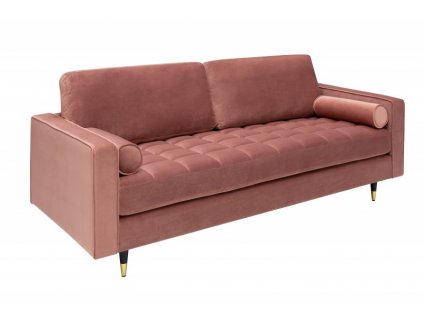 Starorůžová sametová pohovka Cozy Velvet 225 cm