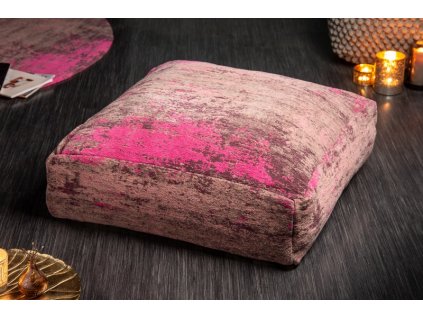 Růžový čalouněný puf Modern Art 70 cm