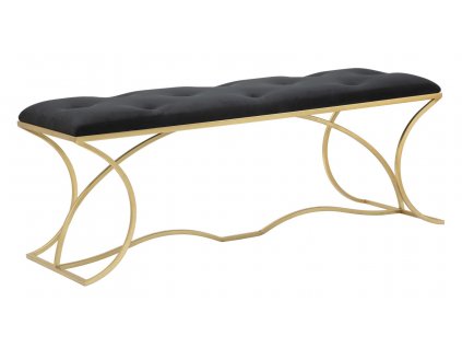 Sametová lavice Mauro Ferretti Sun 120x40x45 cm, zlatá/černá