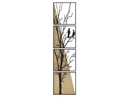 4 dílný set kovových panelů Bird