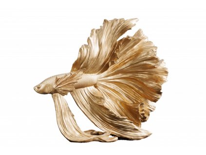 Zlatá dekorace Fisch Crowntail 35 cm
