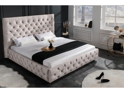 Šampaňská sametová postel Paris 180x200 cm