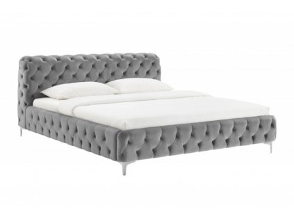 Šedá sametová postel Modern Barock 160x200 cm
