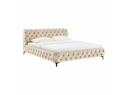 Šampaňská sametová postel Modern Barock 180x200 cm