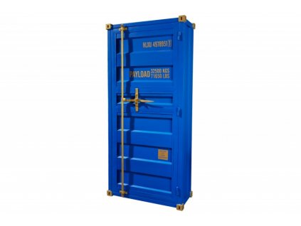 Modrá dřevěná vinotéka Container Globetrotter