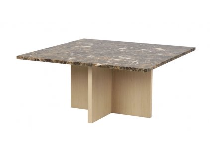 Hnědý hranatý konferenčí stolek Brooksville z mramoru s bělenými nohami