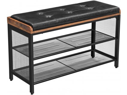 Botník s koženým sedákem Vasagle Ullys, 80 cm