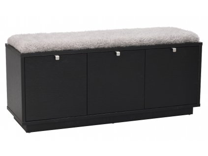 103766 b Confetti bench w 3drawers black sheepskin imitation2