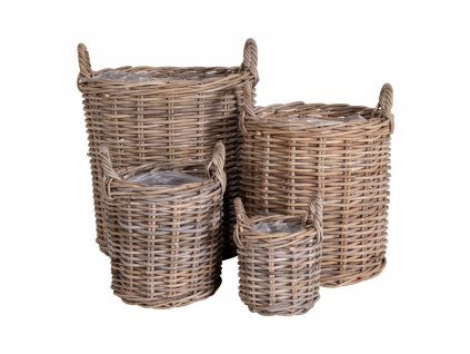 Sada 4 kusů ratanových košů Rimi přírodní