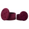 Set 2 ks sametových pufů Mauro Ferretti Newio s úložným prostorem v barvě bordó