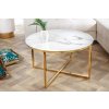 Bílý/zlatý kulatý konferenční stolek Elegance 80 cm