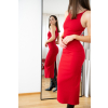 KOUSEK bodycon midi šaty červené