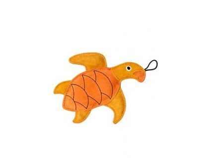 Hračka pes LEATHER TURTLE kůže,oranžová 21cm Kiwi