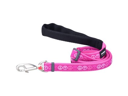 Red Dingo vodítko – Peace Hot Pink – 20 mm x 1,8 m
