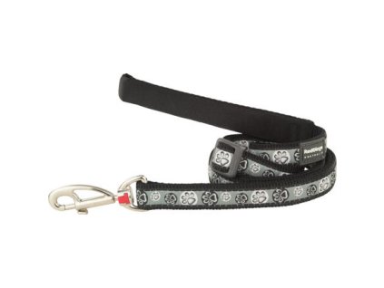 Red Dingo vodítko – Paw Impressions Black – 15 mm x 1,8 m