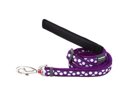 Red Dingo vodítko – White Spots on Purple – 15 mm x 1,8 m