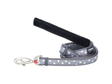 Red Dingo vodítko – Stars White on Grey – 15 mm x 1,8 m