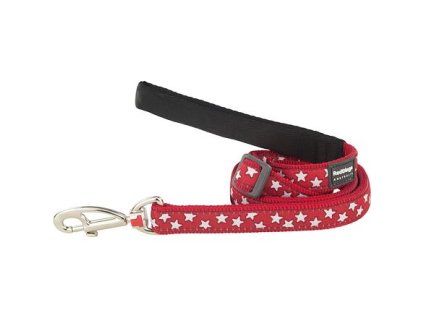 Red Dingo vodítko – Stars White on Red – 15 mm x 1,8 m