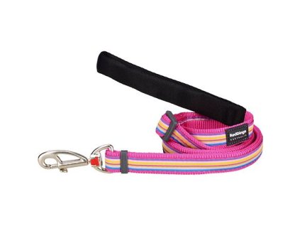 Red Dingo vodítko – Horizontal Stripes Hot Pink – 15 mm x 1,8 m