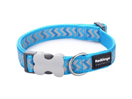 Red Dingo obojek reflexní – Ziggy Turquoise – 25 mm x 41-63 cm