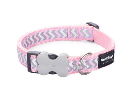 Red Dingo obojek reflexní – Ziggy Pink – 12 mm x 20-32 cm