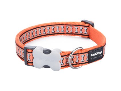 Red Dingo obojek reflexní – Bones Orange – 15 mm x 24-36 cm