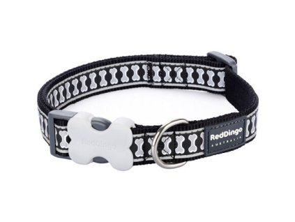Red Dingo obojek reflexní – Bones Black – 15 mm x 24-36 cm