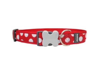 Red Dingo obojek – White Spots on Red – 40 mm x 50-80 cm