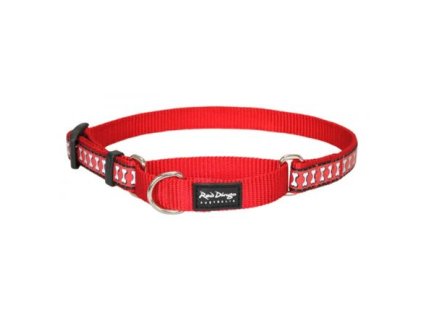 Red Dingo obojek polostahovací reflexní – Bones Red – 15 mm x 26-40 cm