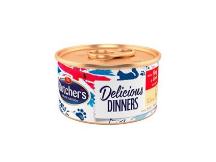 Butcher's Cat Delic.Dinners hovězí+játra konz. 85g