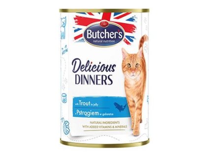 Butcher's Cat Delic.Dinners pstruh v želé konz. 400g