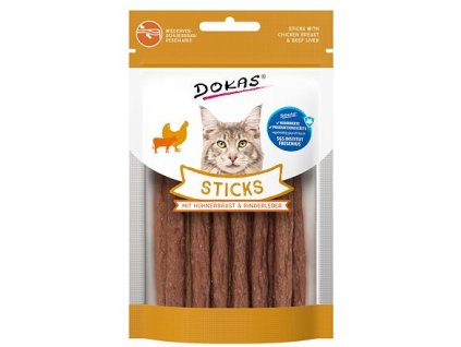 Dokas Tyčinky kuřecí prsa a hovězí játra pro kočky 30 g