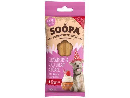 Soopa Dentální tyčinky Cupcake s jahodami a kokosem 100 g