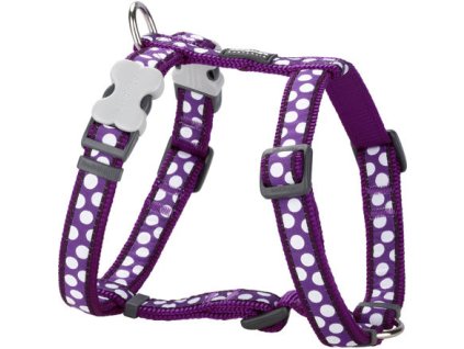 Red Dingo postroj – White Spots on Purple – 15 mm x 36-54 cm