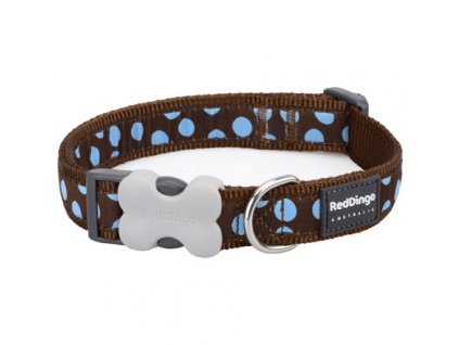 Red Dingo obojek – Blue Spots on Brown – 12 mm x 20-32 cm