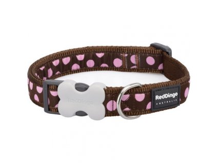 Obojek RD 12 mm x 20-32 cm - Pink Spots on Brown