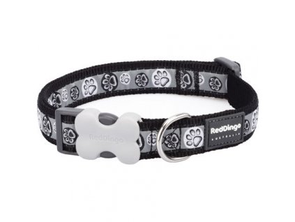Red Dingo obojek – Paw Impressions Black – 12 mm x 20-32 cm