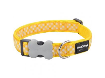 Red Dingo obojek – Gingham Yellow – 12 mm x 20-32 cm