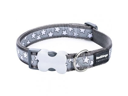Red Dingo obojek – Stars White on Grey – 15 mm x 24-36 cm