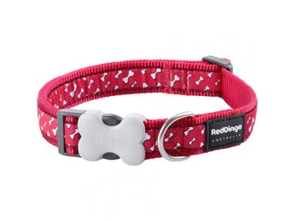 Obojek RD 15 mm x 24-36 cm - Flying Bones Red